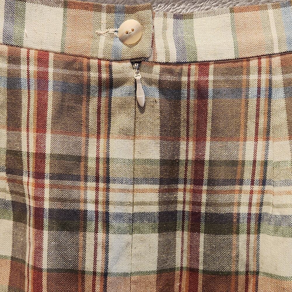 Vintage Pendleton Womens Flax Blend Plaid Faux Wrap Midi Skirt Size 8 Academia - Picture 5 of 11